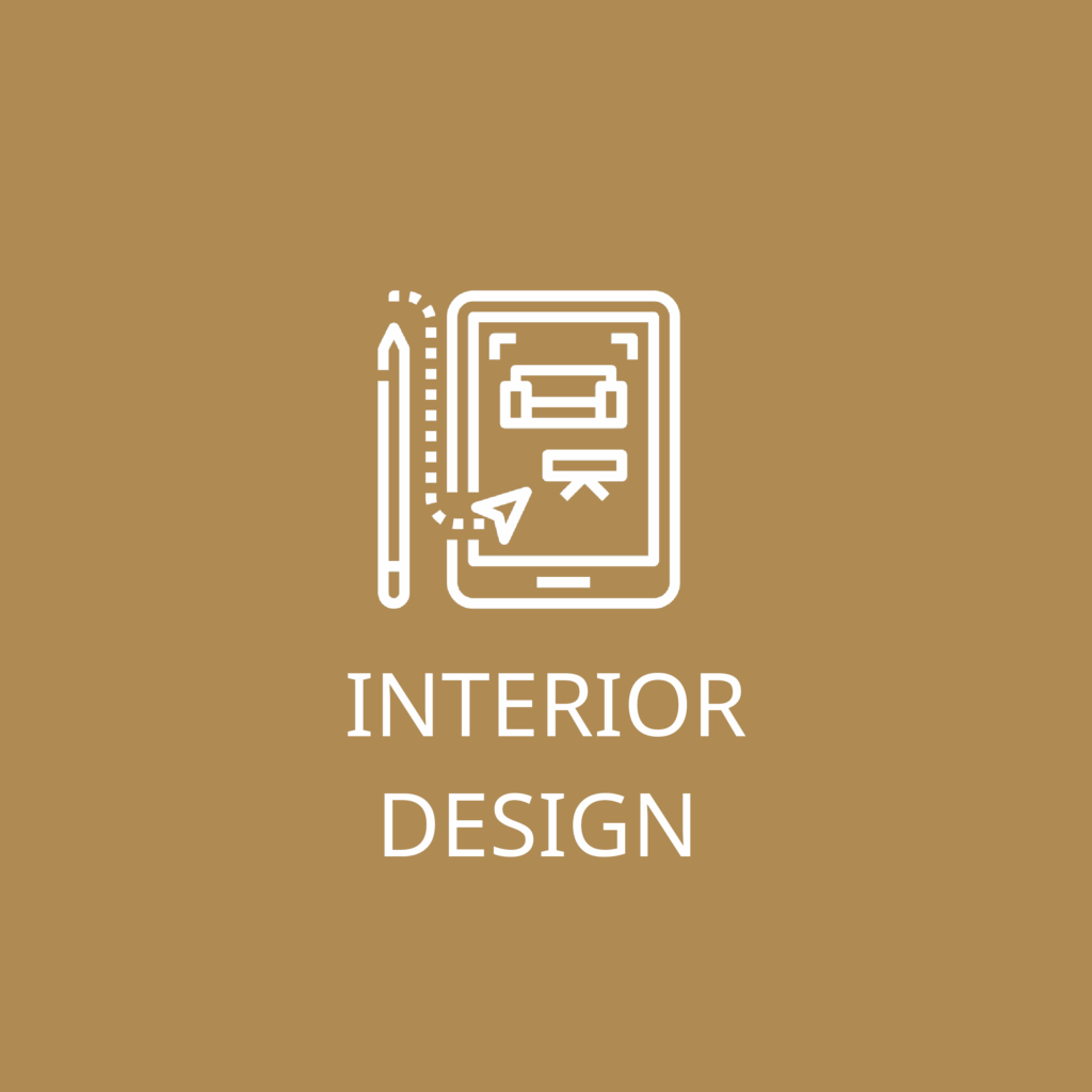 Logo servizio Interior Design con tablet e matita digitale stilizzati