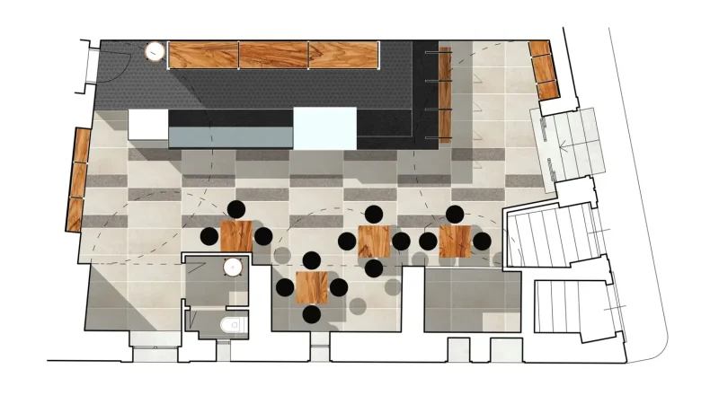 Planimetria colorata con textures Panificio Anselmo, seconda vista